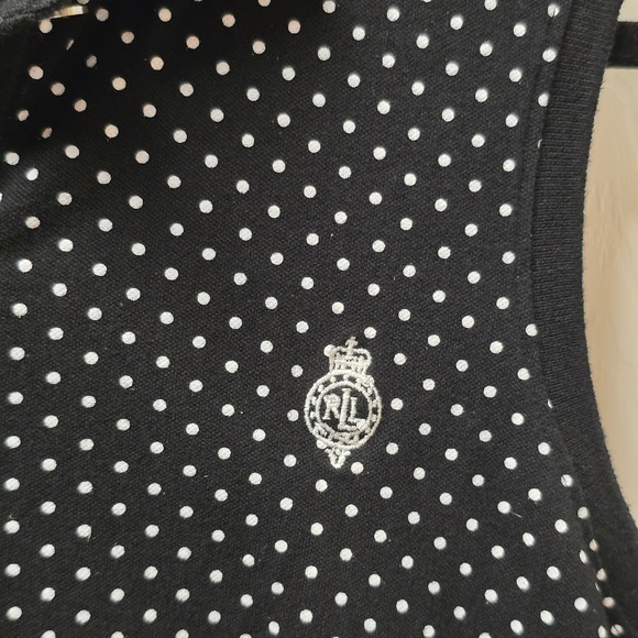 Lauren Active Ralph Lauren Womens XL Sleeveless Polo Shirt Polka Dot Black White - Picture 4 of 6